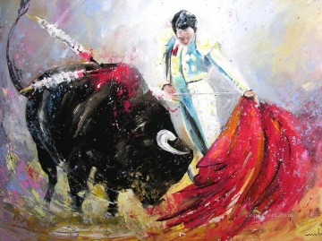 cattle bull cow Painting - bull fight impressionists